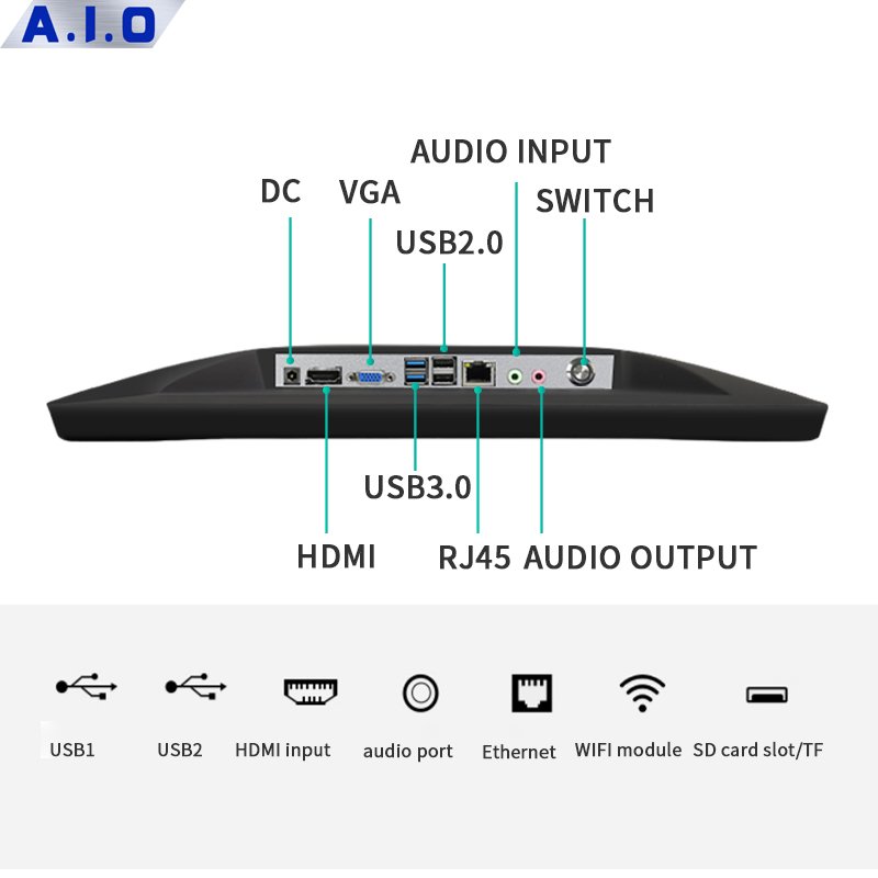 32 Inch Anti Reflet Waterproof Ip65 Display Lcd Digit Monitor Wall Mount 1000 Nits to 1500 Nits Touch Screen USB Lcd Monitor Bus